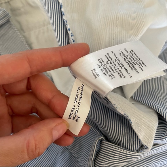 RALPH LAUREN POLO Shorts Size 10 US 14 UK Blue/white Striped Ladies - Picture 7 of 8